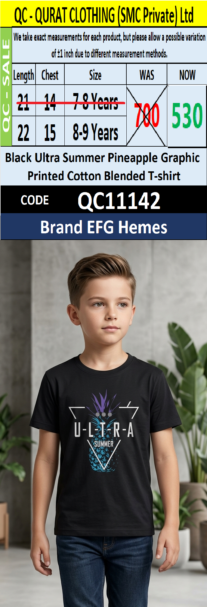Black Ultra Summer Pineapple Graphic Printed Cotton Blended T-shirt QC11142 – EFG Hemes