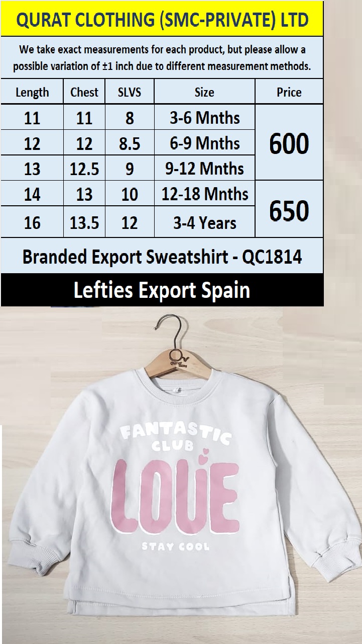 Lefties Brand Export Sweatshirt QC1814 Export Spain