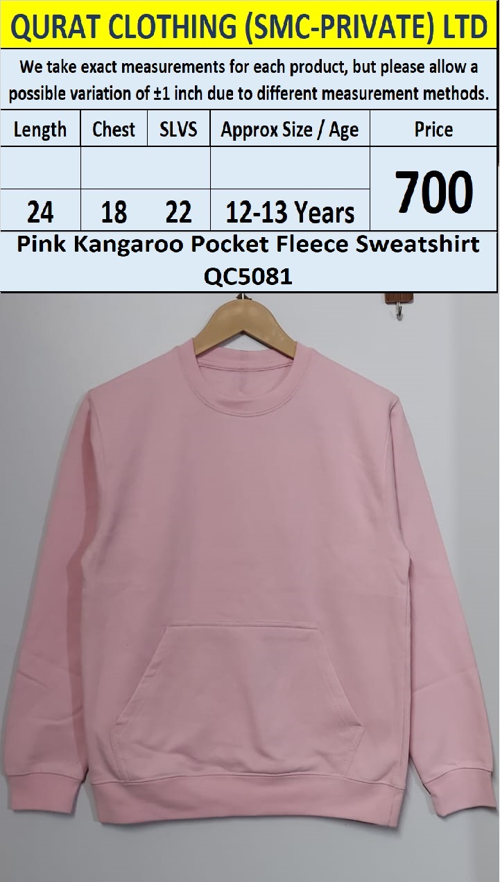 Pink Kangaroo Pocket Fleece Sweatshirt QC5081 – Export Europe