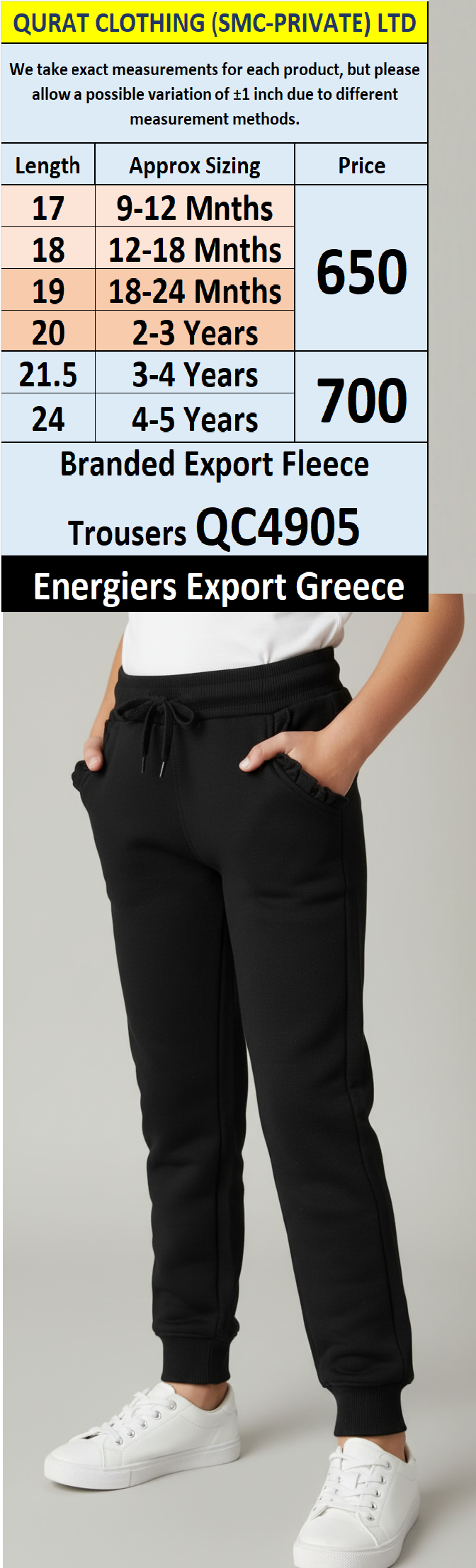 Energiers Brand Black Fleece Jogger Trouser QC4905 – Export Greece