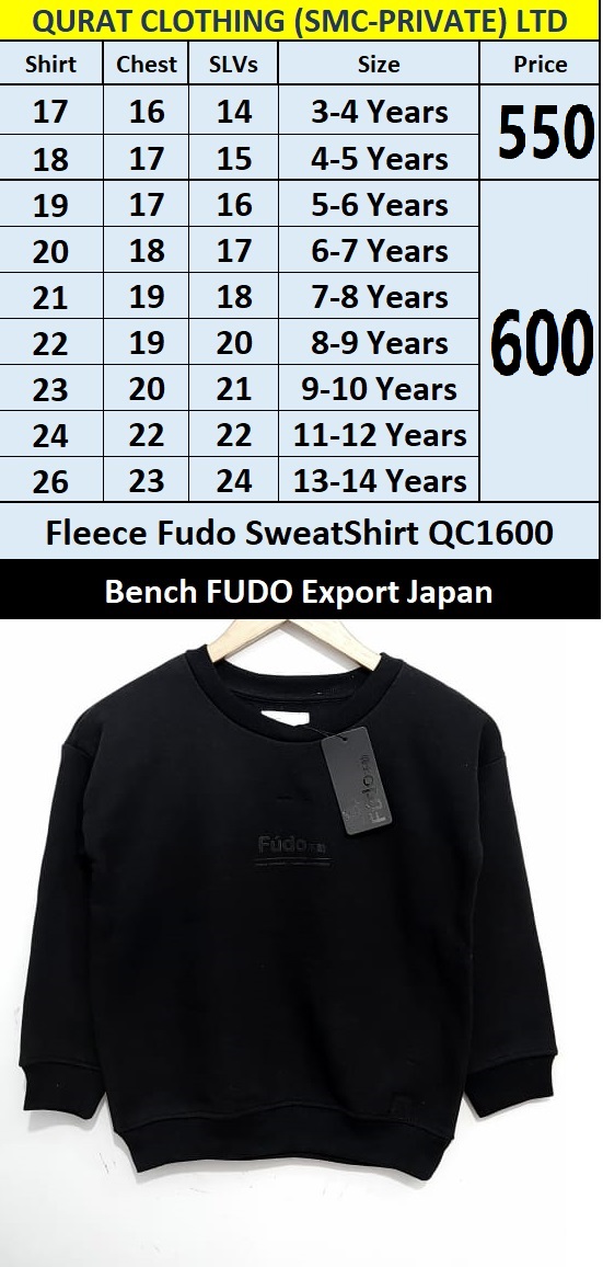 Fleece Fudo Brand Sweatshirt QC1600 Export Japan