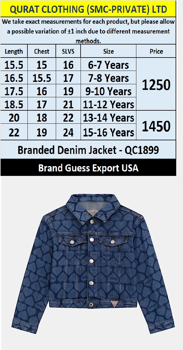 Guess Brand Denim Jacket QC1899 Export USA