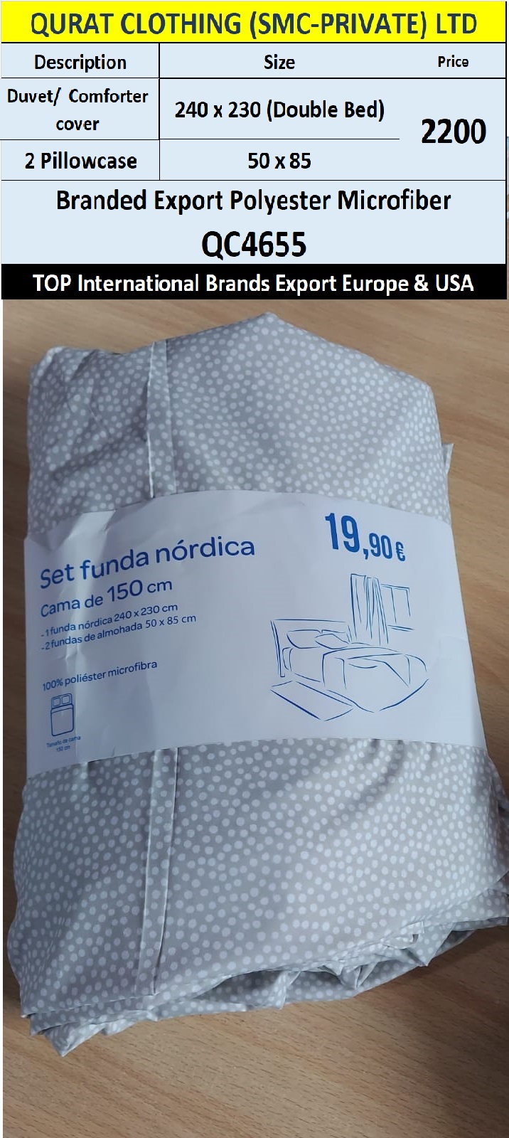 Top Intl Brand Polyester Microfiber Fabric Comforter Cover + 2 Pillow Case QC4655 Export Europe & USA - QC4655