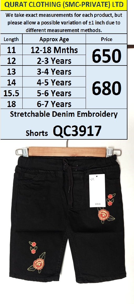 Denim Embroidery Shorts QC3917