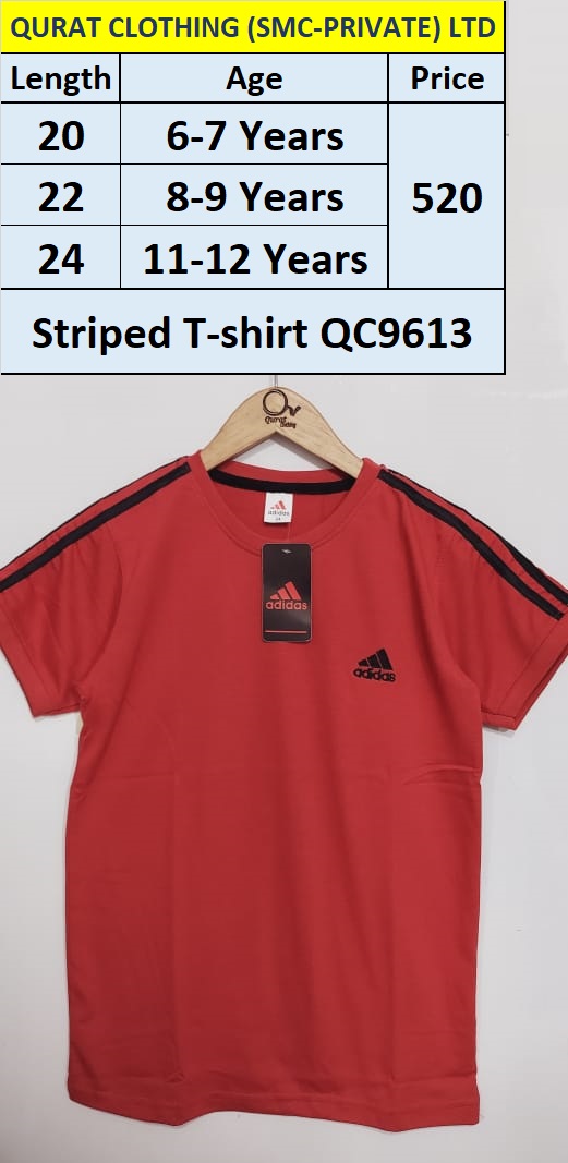 Striped Adidas Logo Embroidery Red T-shirt QC9613