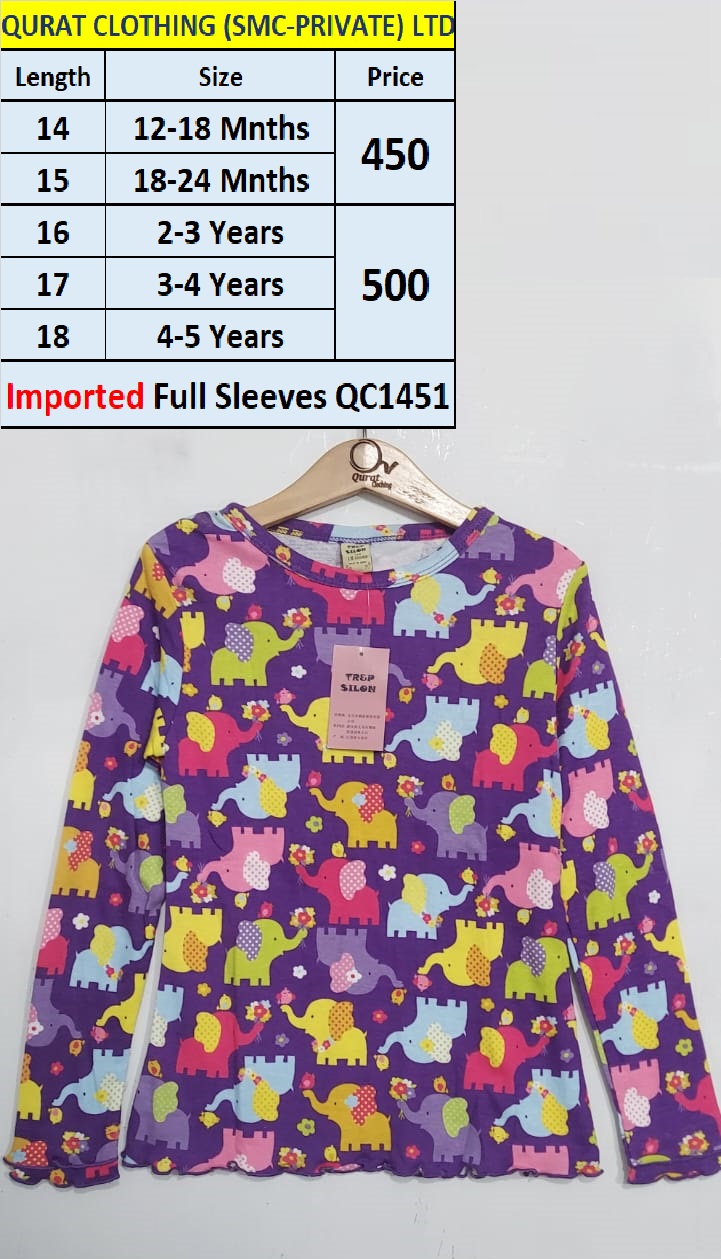 Imported Full Sleeves Elephants Print T-shirt QC1451