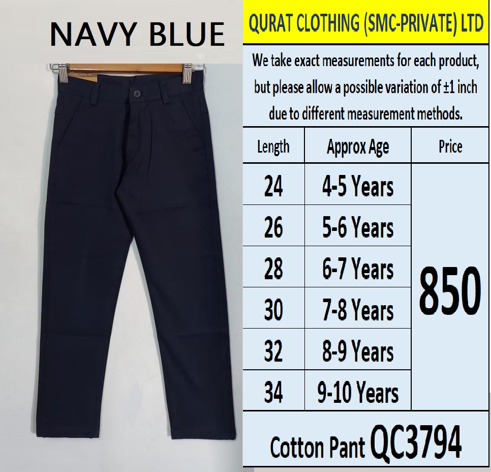 Navy Blue Cotton Pant QC3794