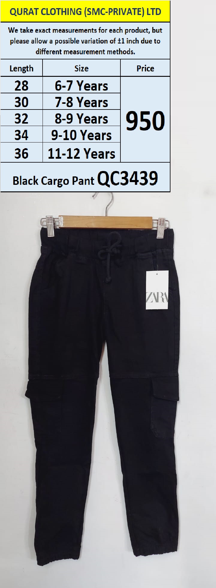 Black Cargo Pant QC3439