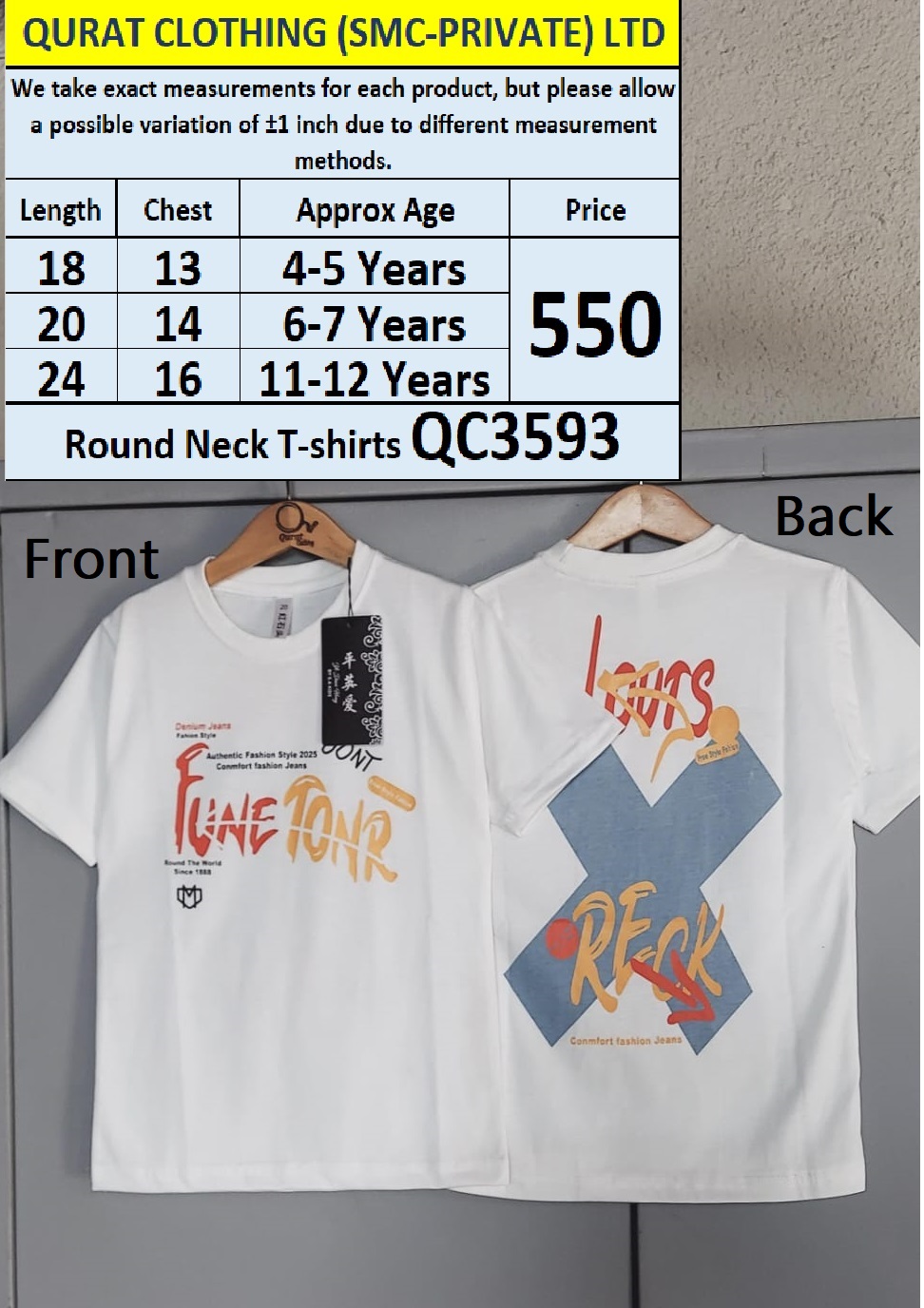 Round Neck Soft Cotton Blended T-shirts QC3593