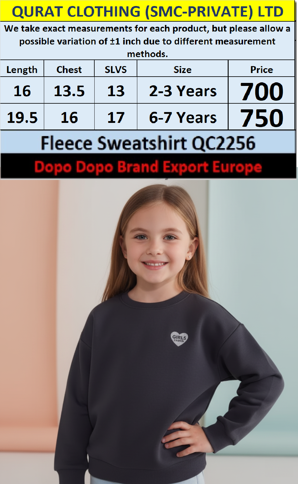 Dopo Dopo Brand Fleece Sweatshirt QC2256 Export Europe 