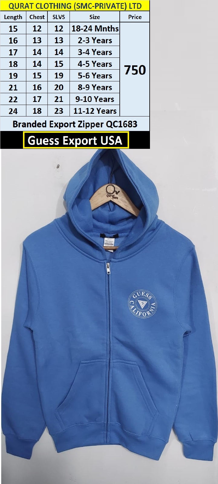 Guess Brand Export Zipper QC1683 Export USA 