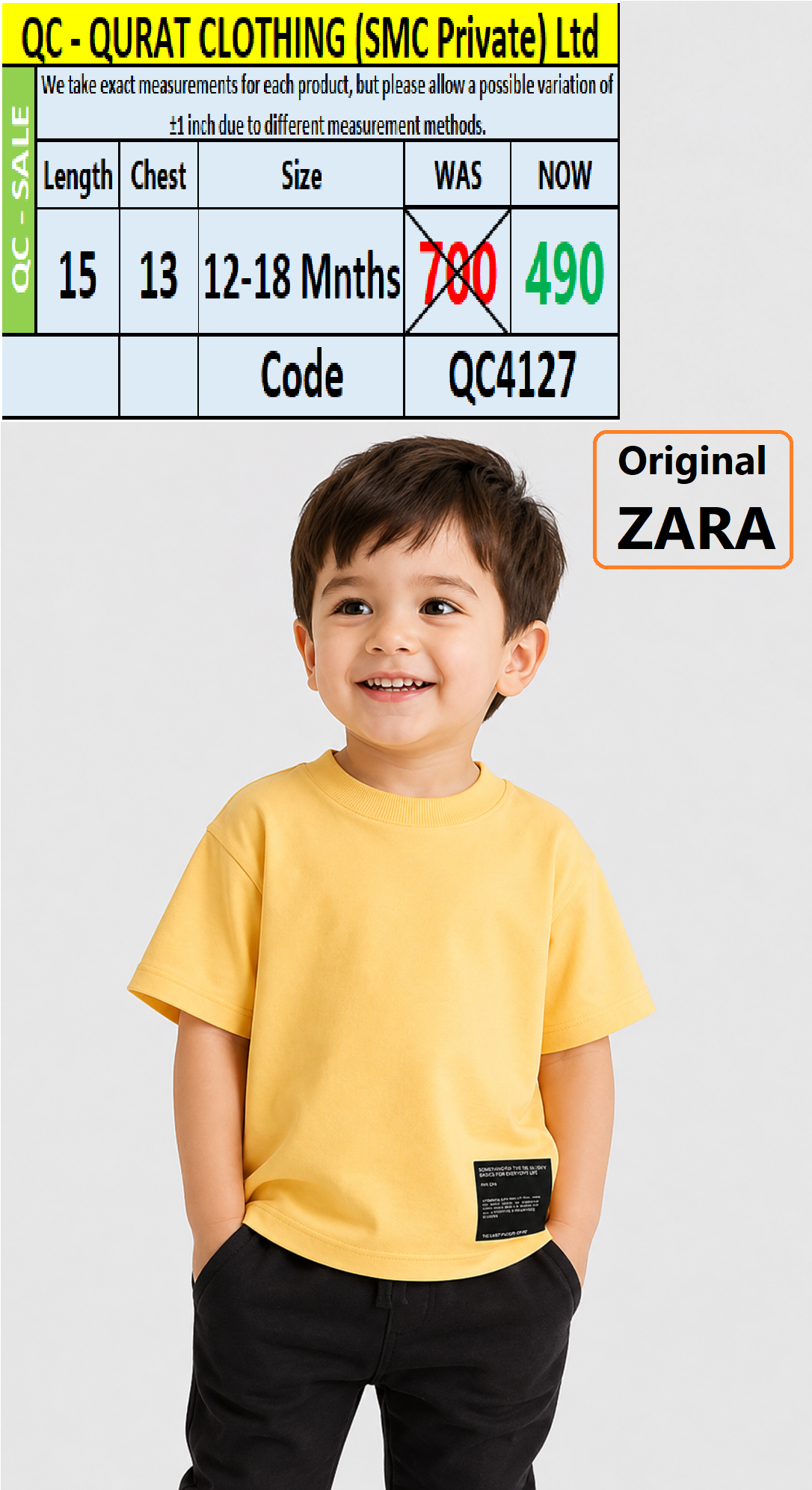 Original Zara Brand Trending Down Shoulder / Over Size T-shirt Export Spain, UK & USA - QC4127