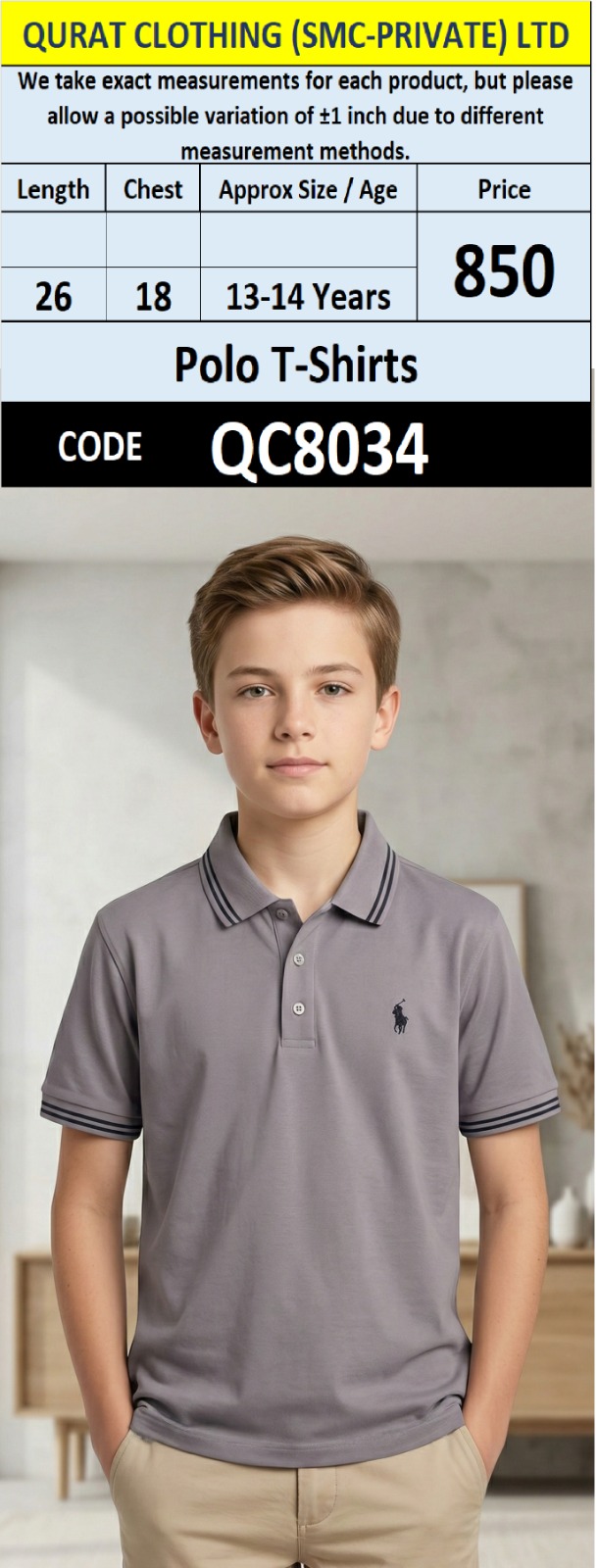 Boys Premium Polo T-Shirt - QC8034