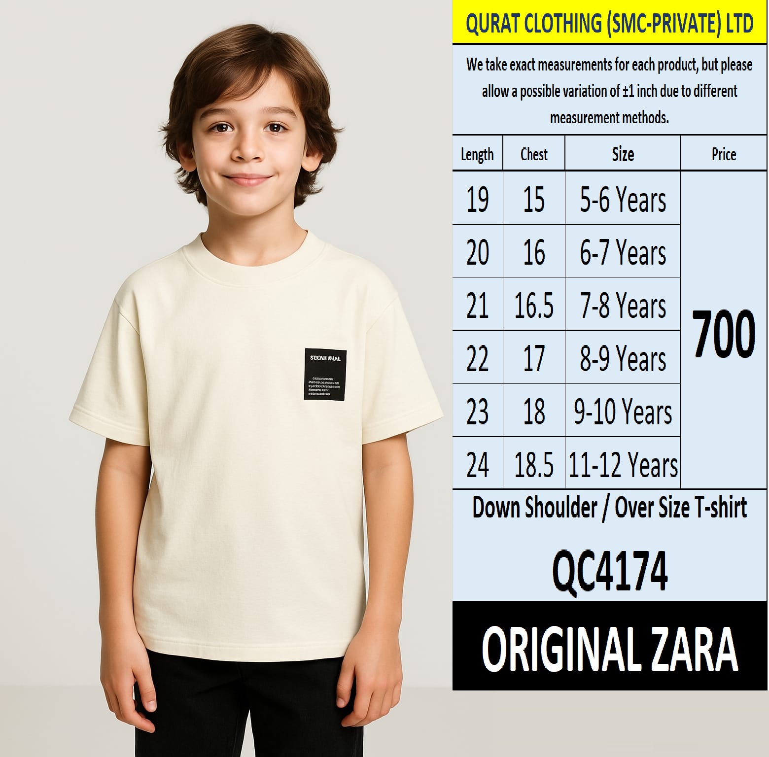 Original Zara Brand Trending Down Shoulder / Over Size T-shirt Export Spain, UK & USA - QC4174