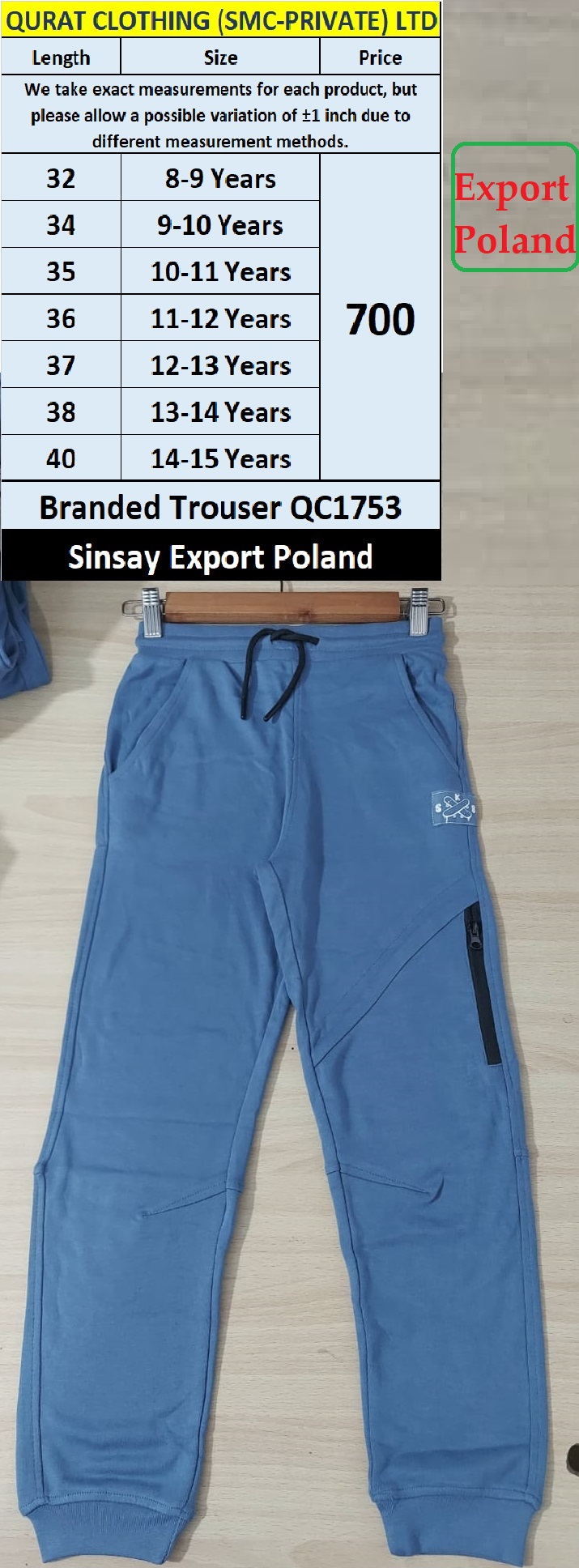 Sinsay Brand Trouser QC1753 Export Poland | Qurat Clothing