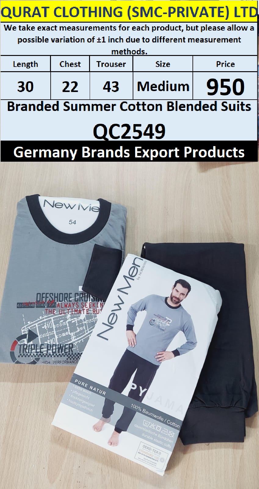 International Brands Summer Cotton Blended Suits Export Germany QC2549