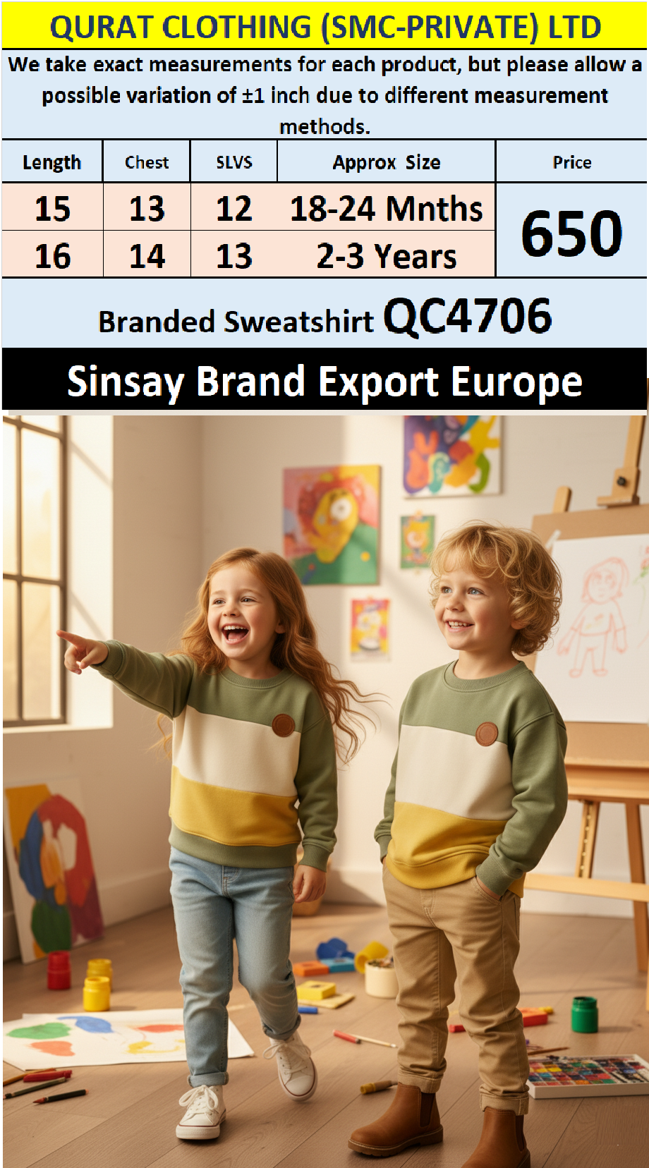 Sinsay Brand Sweatshirt QC4706 Export Europe - QC4706