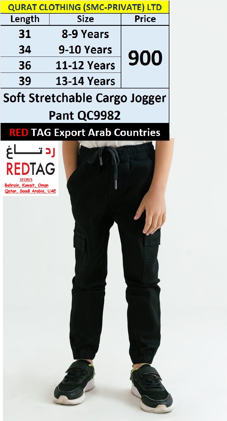 RED TAG Brand Soft Stretchable Cargo Jogger Pant QC9982, Export Arab Countries - QC9982