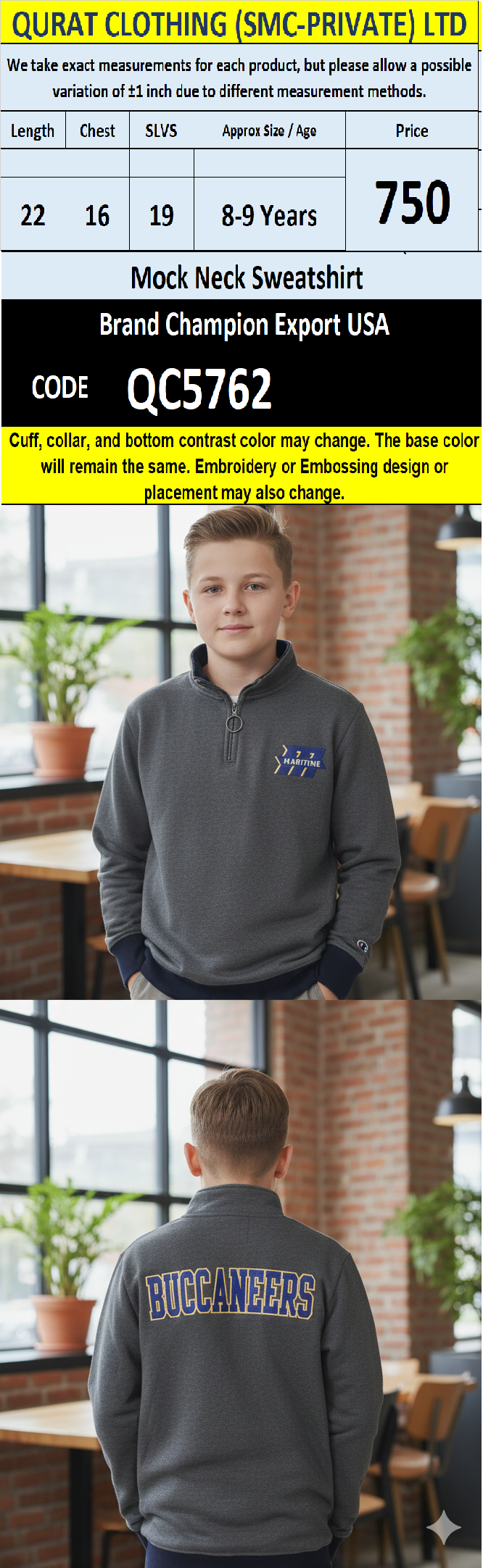 Champion Brand Mock Neck Sweatshirt Export USA - QC5762