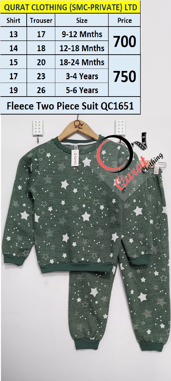 Winter Stars Print Two Piece Suits QC1651