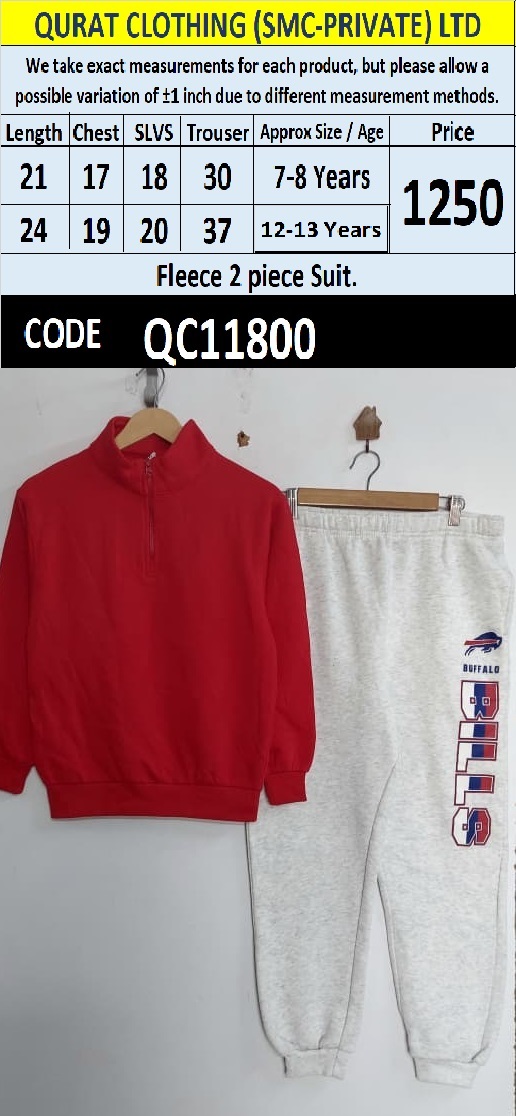 Red and Grey Fleece 2 Piece Suit with Buffalo Bills Trouser Print — QC11800