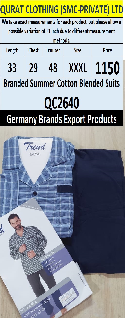 International Brands Summer Cotton Blended Suits Export Germany QC2640