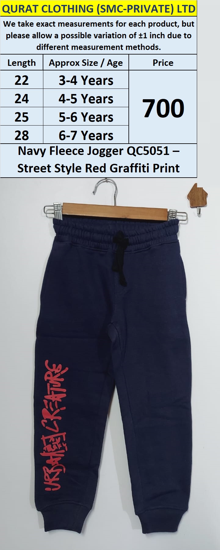 Navy Fleece Trouser – Street Style Red Graffiti Print QC5051