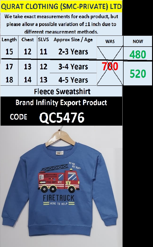 Brand Infinity Kids Fleece Sweatshirt Export Europe - QC5476