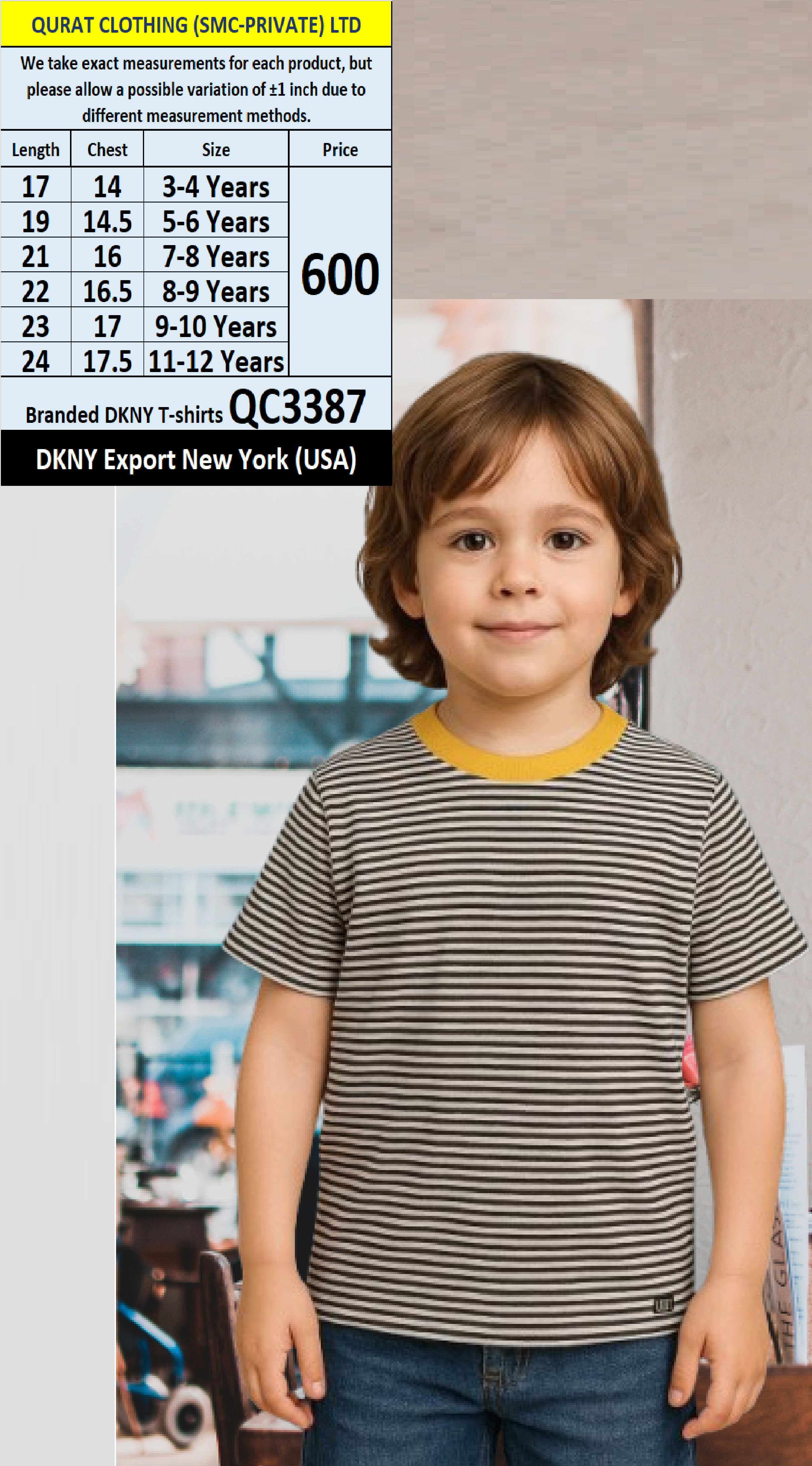 Branded DKNY T-Shirt QC3387 Export New York (USA)