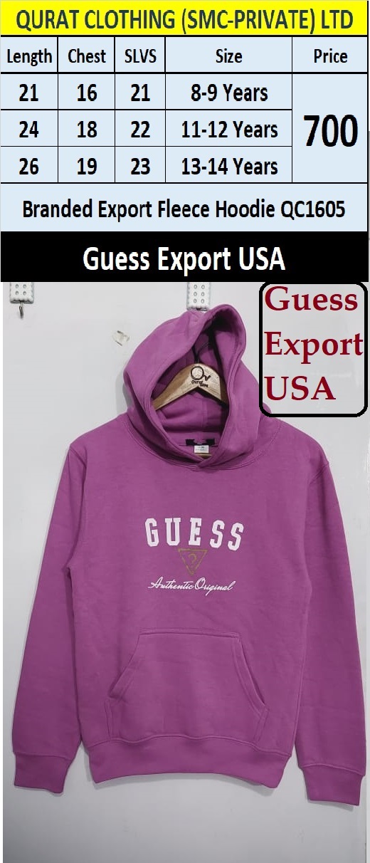 Guess Brand Purple Fleece Hoodie QC1605 Export USA