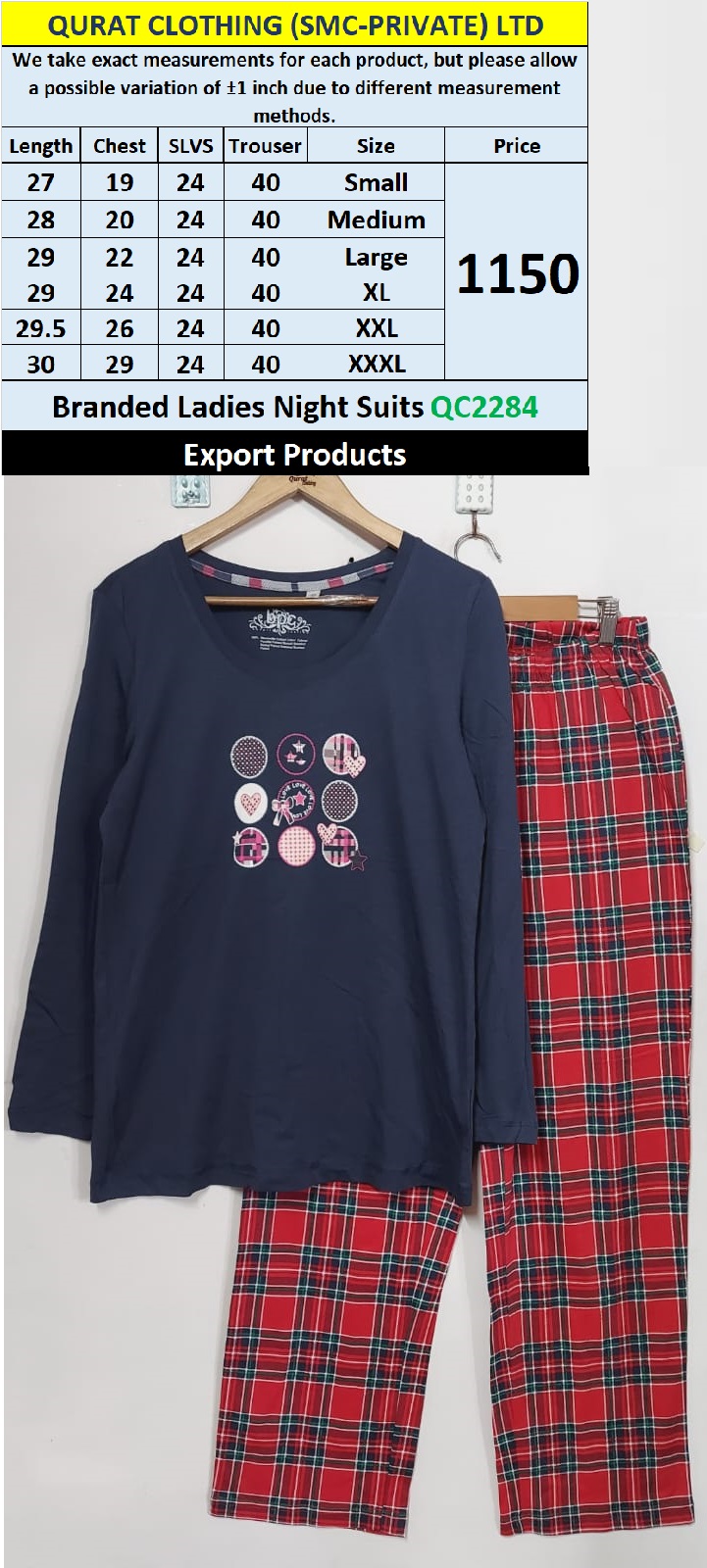 Branded Ladies Night Suits QC2284 - Export Product 