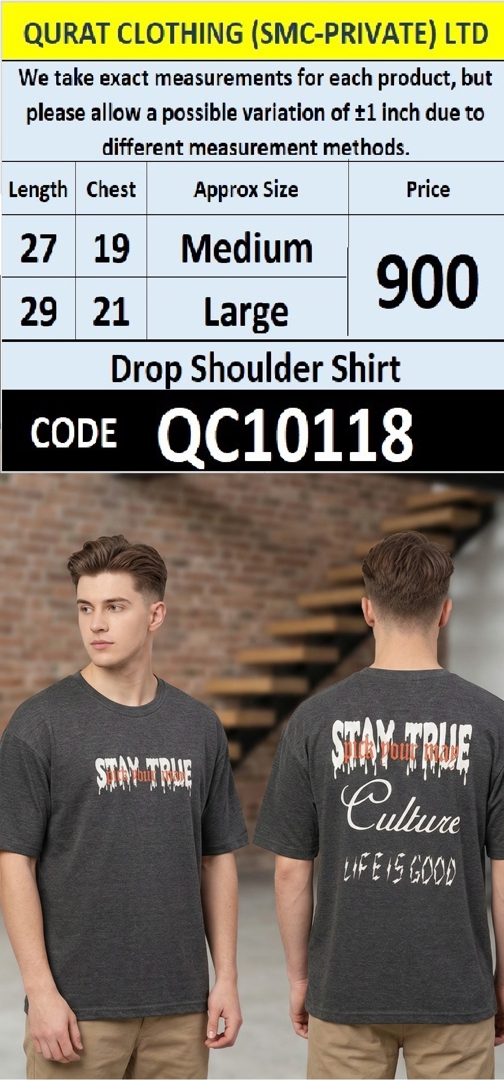 Stay True Culture Life Is Good Drop Shoulder Shirt – Dark Charcoal Grey T-Shirt QC10118