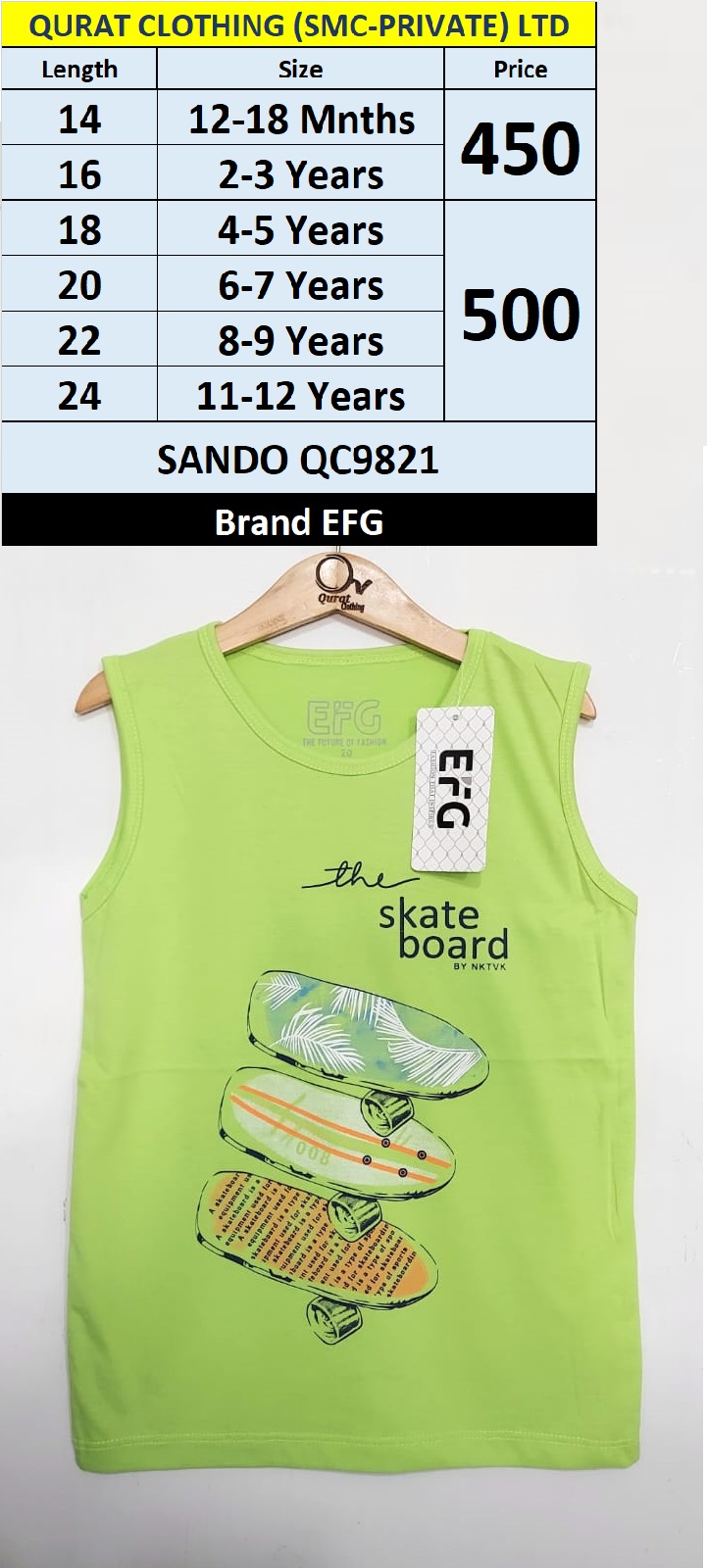 EFG Brand The Skateboard by NKTVK Green SANDO QC9821