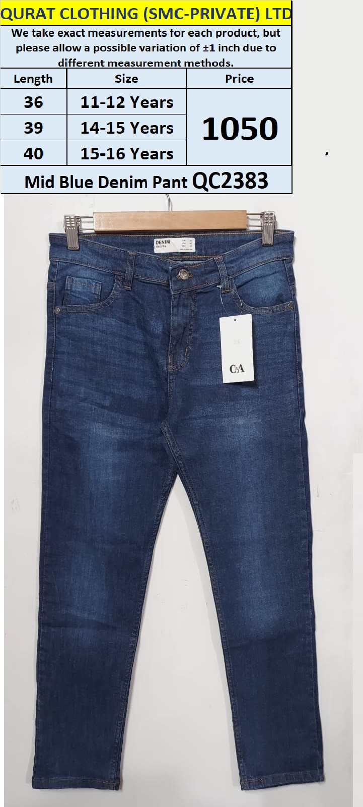 Mid Blue Denim Pant QC2383