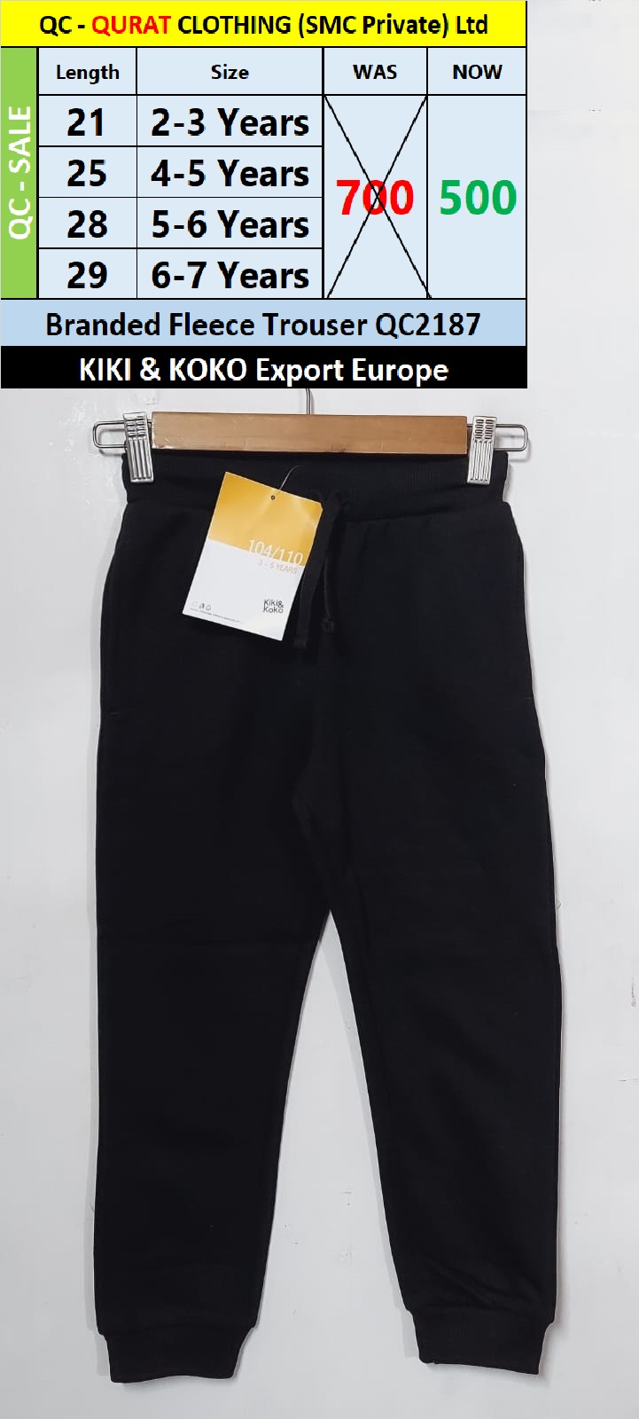 KIKI & Koko Brand Fleece Trouser QC2187 Export Europe 