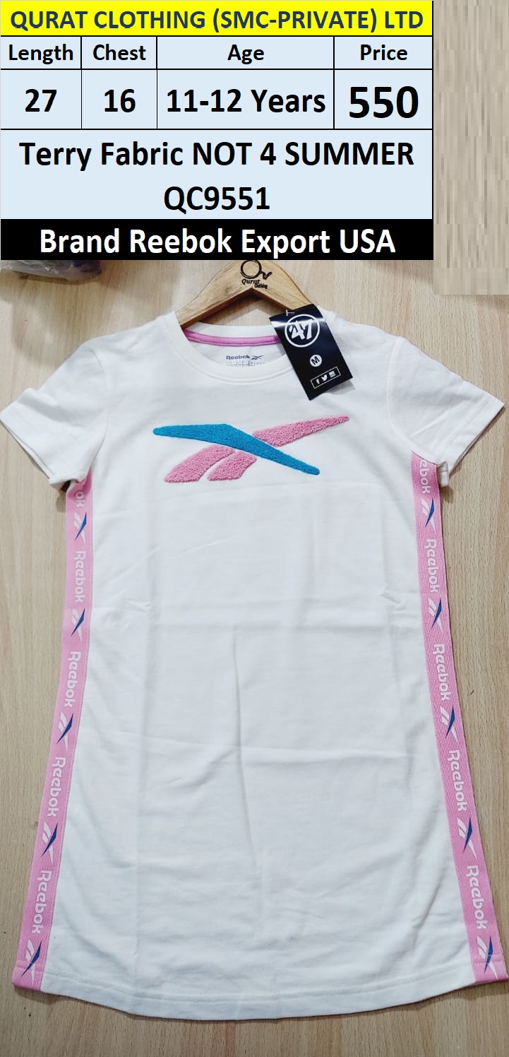 Reebok Brand Terry White T-Shirt QC9551 Export USA (not for Summer) 