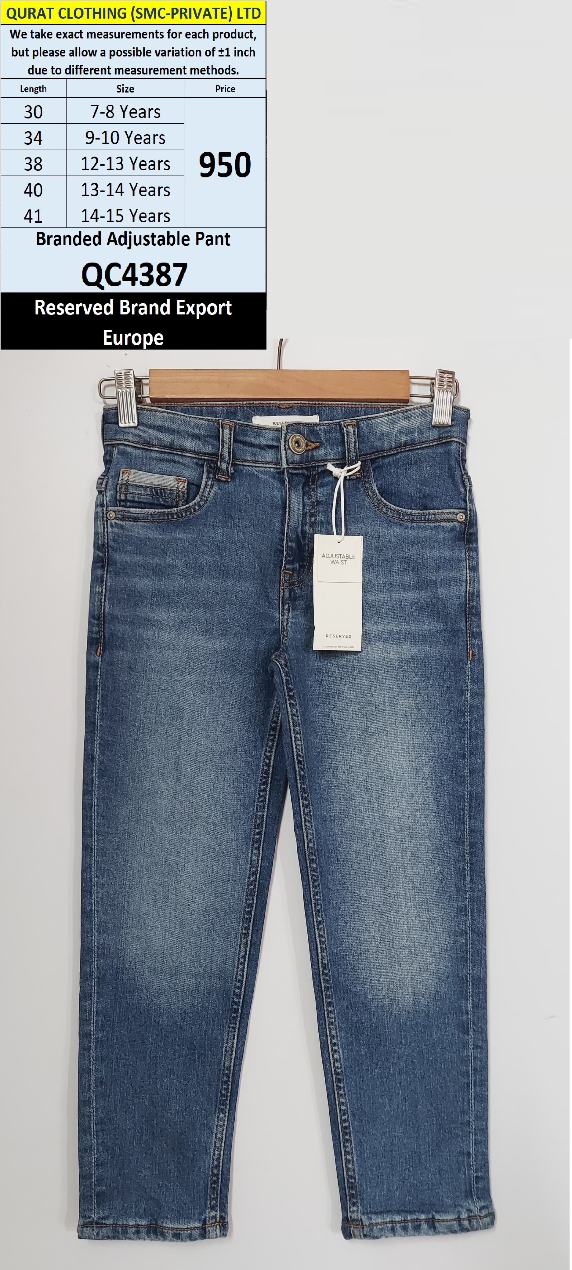 Reserved Brand Adjustable Pant Export Europe - QC4387
