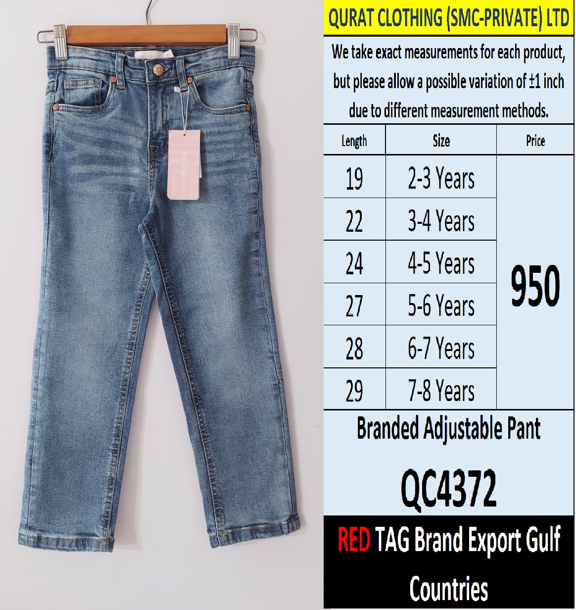 RED TAG Brand Adjustable Pant Export Gulf Countries - QC4372
