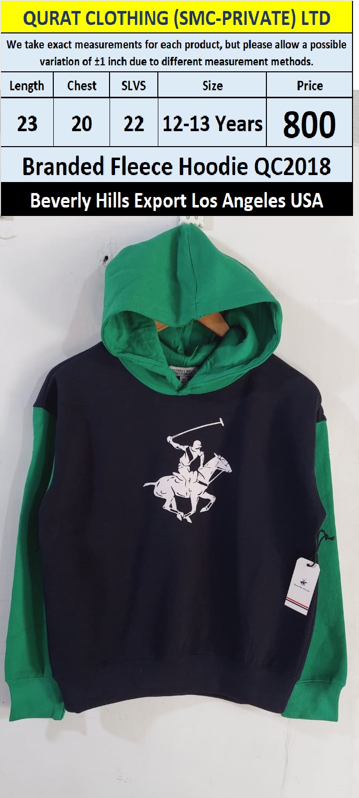 Beverly Hills Brand Fleece Hoodie QC2018 Export Los Angeles USA