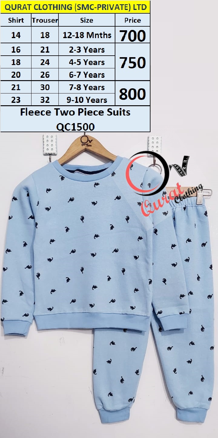 SkyBlue Fleece Two Piece Suits with Dino Print QC1500