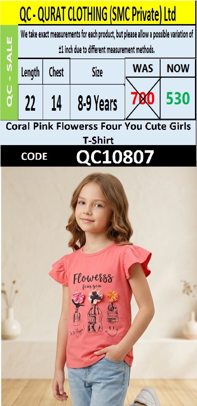 Coral Pink Flowerss Four You Cute Girls T-Shirt QC10807