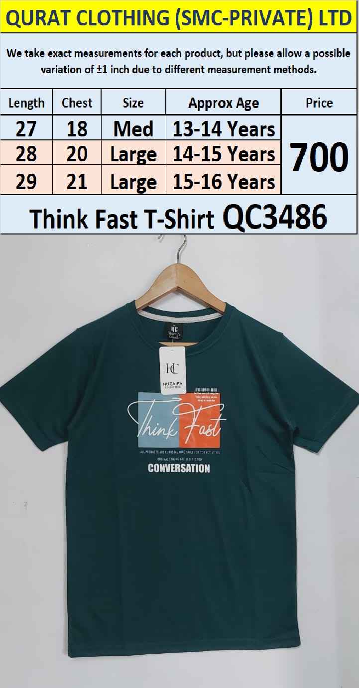 Soft Cotton Blended Think Fast T-Shirt QC3486