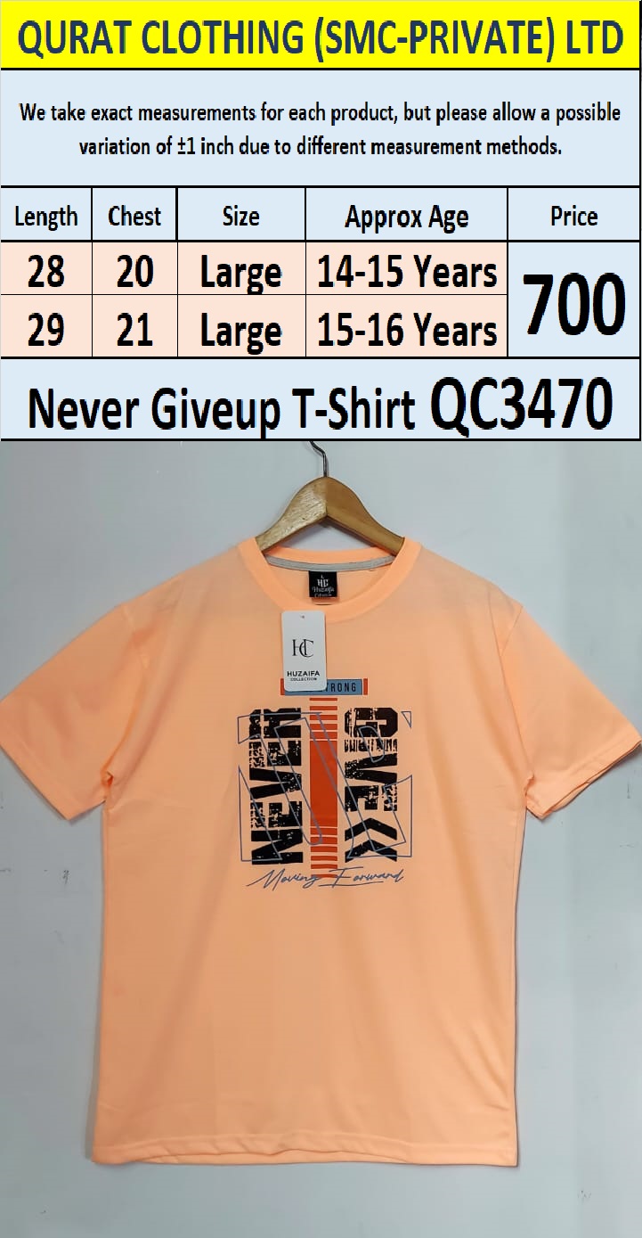 Soft Cotton Blended Never Give-up T-Shirt QC3470