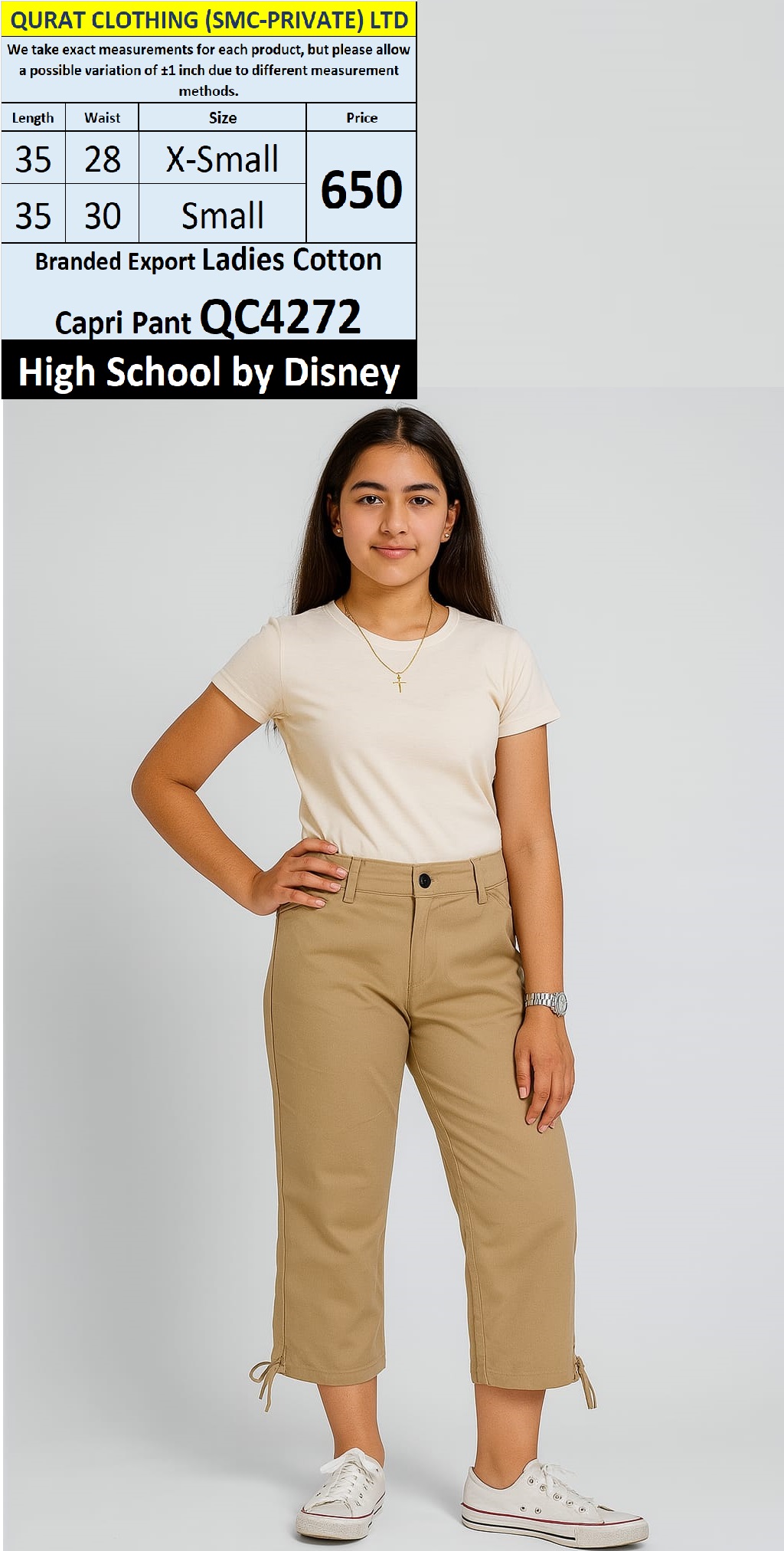 Branded Export Ladies Cotton Capri Pant QC4272