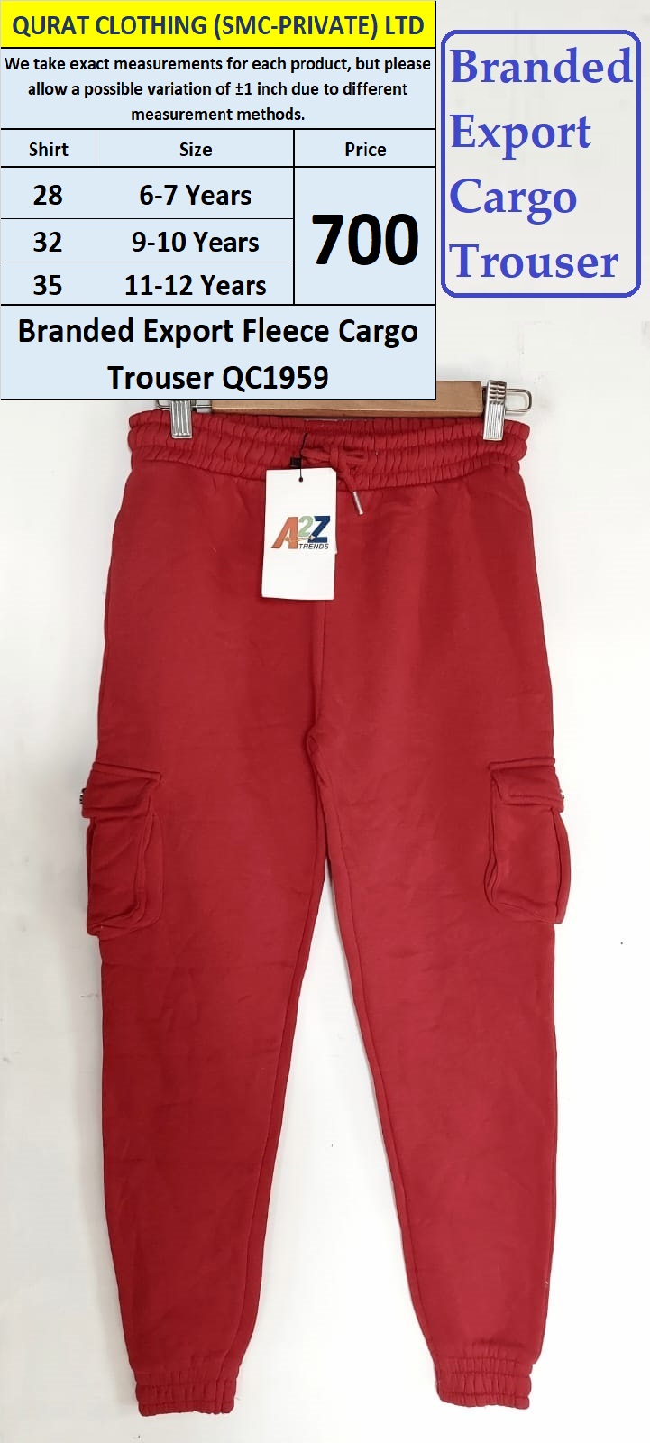 Branded Export Fleece Cargo Trouser QC1959