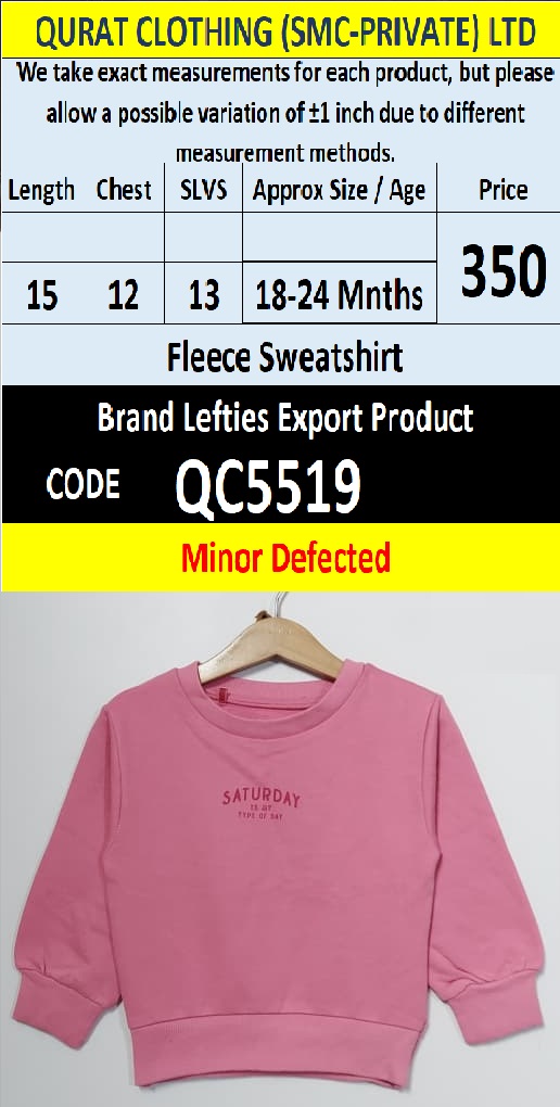 Lefties Brand Fleece Sweatshirt Export Europe or USA (Minor Defected Product) - QC5519