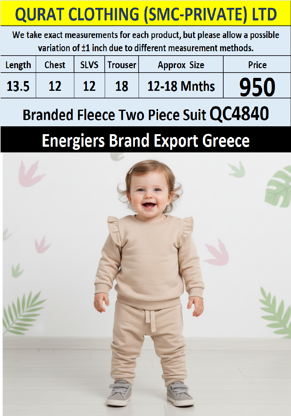 Energiers Brand Fleece Two Piece Suits QC4840 - Export Greece