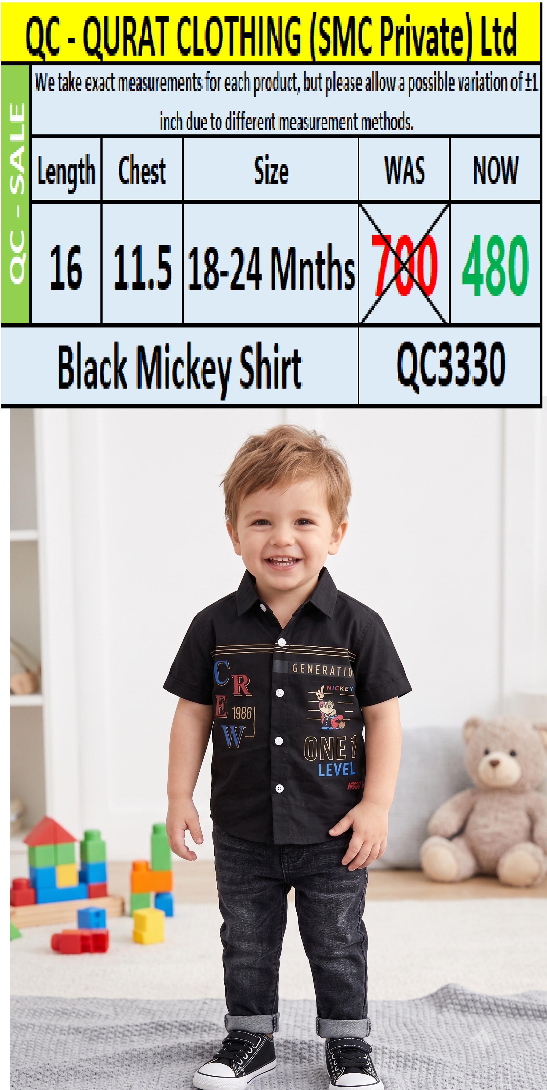Black Mickey Shirt QC3330