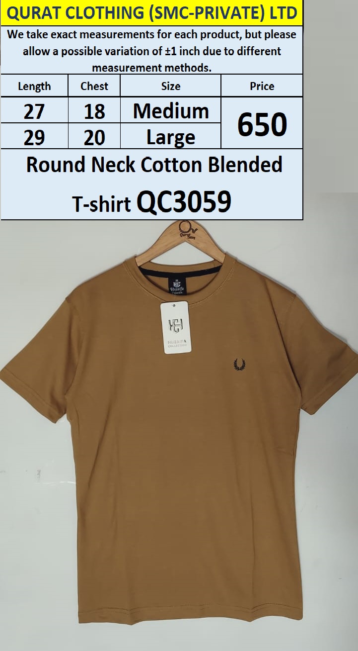 Round Neck Cotton Blended T-shirt QC3059