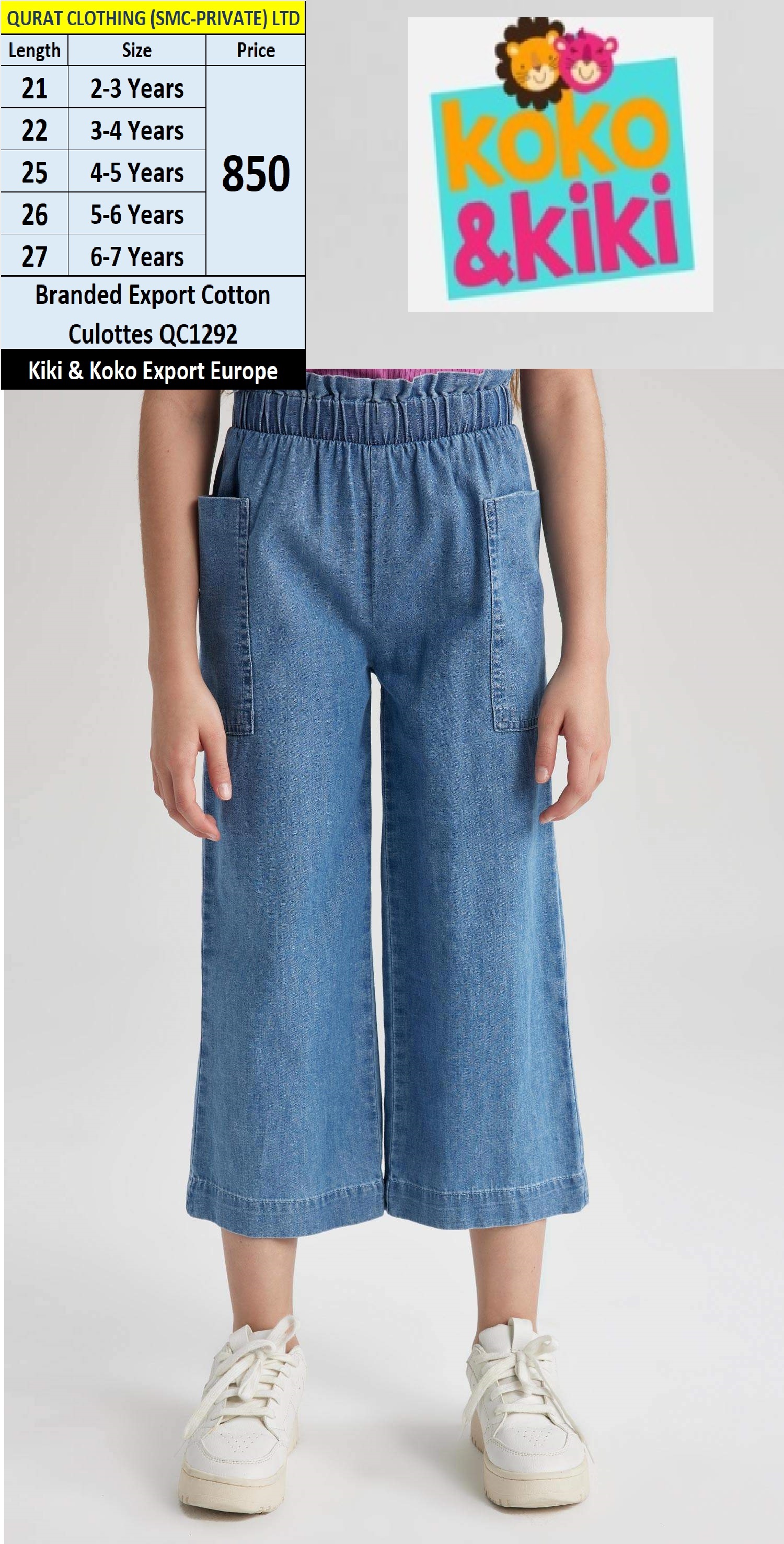 KIKI & KOKO Brand Cotton Culottes QC1292 Export Europe